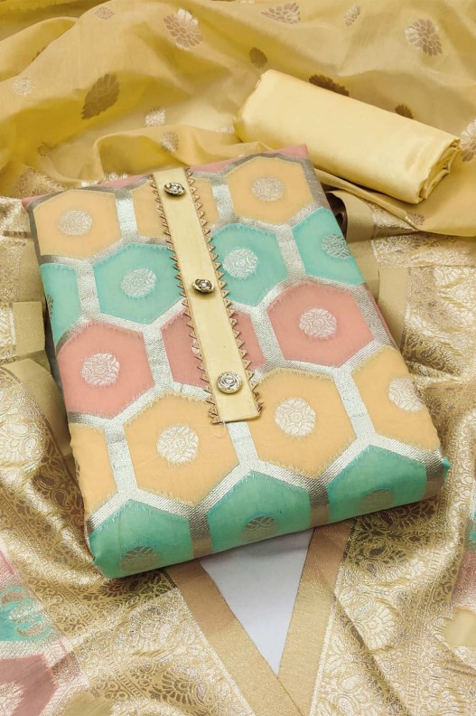 Fancy Chanderi Jacquard Multicolour Salwar Suit